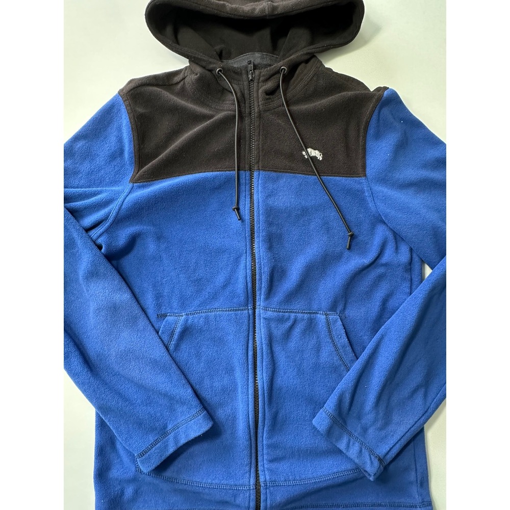 American Rag Mens Fleece Hoodie Blue Black Colorblock Full Zip Sweatshirt Medium